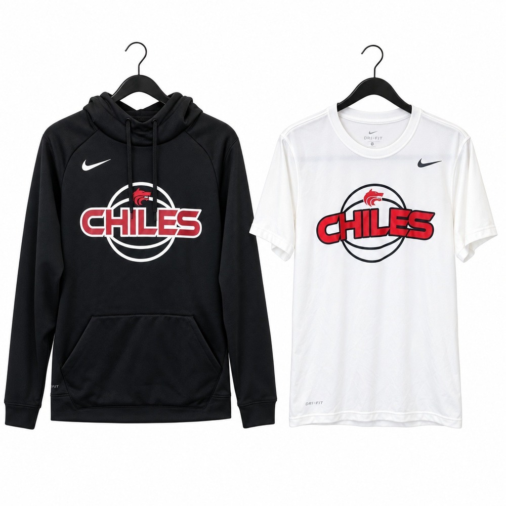 Nike Dri-FIT Chiles High School Bundle Hoodie 867302-010 and Tee 727982-100 S